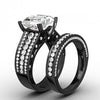 Retro Black Gold Filled Clear CZ -White Sapphire Antique Jewelry Women Fashion Wedding Ring